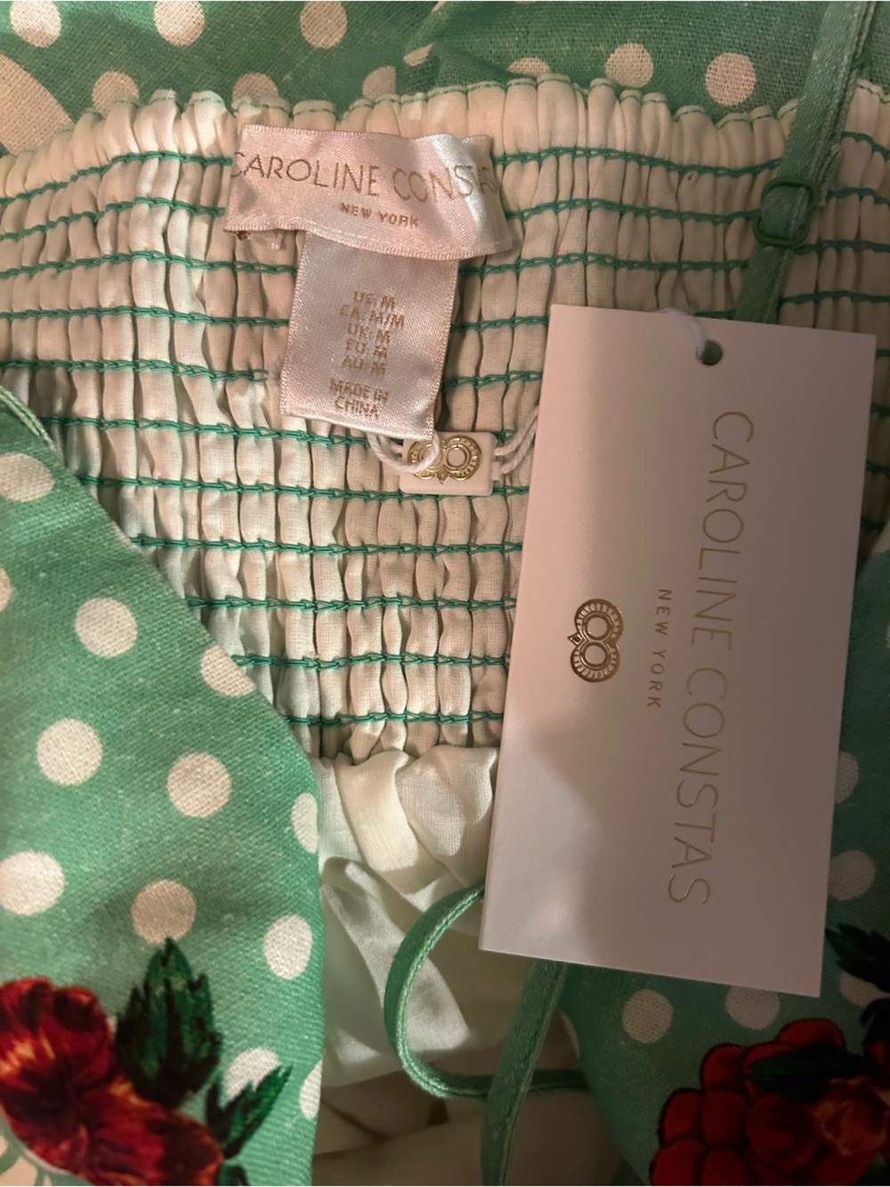 Caroline Constas Peach, Green and Yellow Polka dot Fruit-Print Maxi Dress - Picture 10 of 12